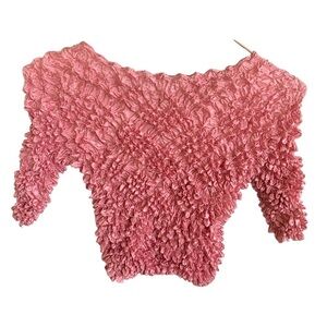 Vintage Pink Scrunchie Popcorn Y2K Semi Sheer Stretchy Women’s Crop Top